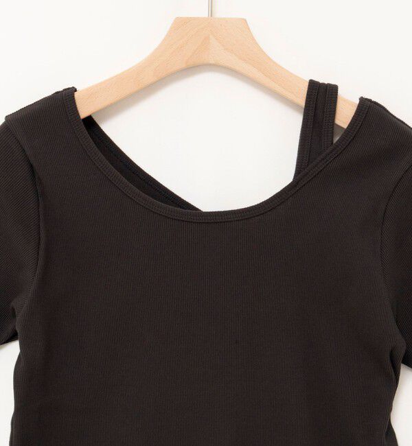 Rie Miller「ウォッシャブルアシンメトリー2WAYリブTシャツ」|Tシャツ・カットソー|