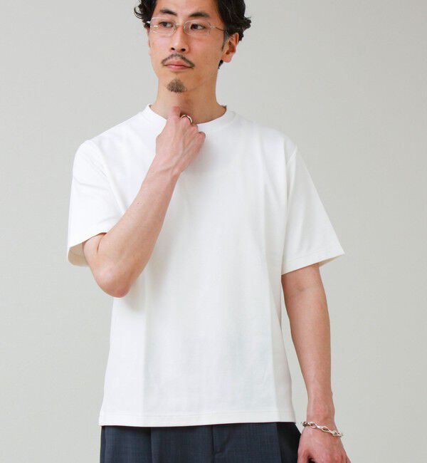 GLOSTER「【抗菌防臭/ビジカジ対応】ポンチ素材 ジャケＴ」|Tシャツ・カットソー|ホワイト