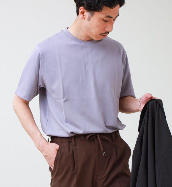 GLOSTER「【抗菌防臭/ビジカジ対応】ポンチ素材 ジャケＴ」|Tシャツ・カットソー|ラベンダー