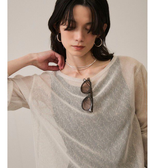 SALON adam et rope'「リネンブレンドメッシュロングスリーブプルオーバー」|ニット・セーター|