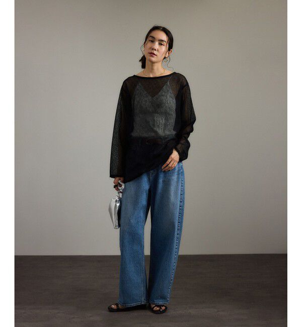 SALON adam et rope'「リネンブレンドメッシュロングスリーブプルオーバー」|ニット・セーター|