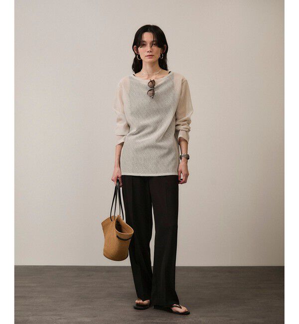 SALON adam et rope'「リネンブレンドメッシュロングスリーブプルオーバー」|ニット・セーター|