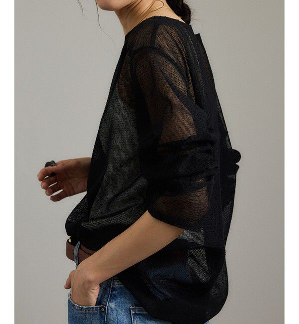 SALON adam et rope'「リネンブレンドメッシュロングスリーブプルオーバー」|ニット・セーター|