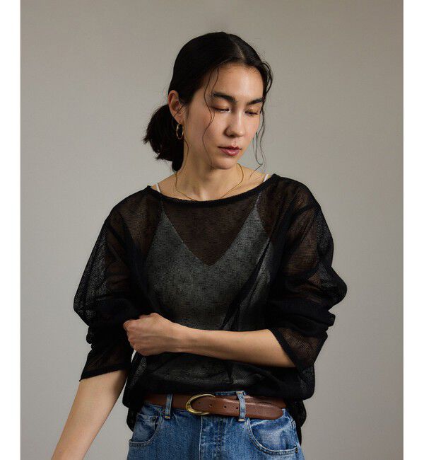 SALON adam et rope'「リネンブレンドメッシュロングスリーブプルオーバー」|ニット・セーター|