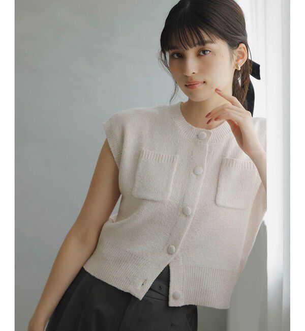 VIS「くるみ釦ニットトップスカーデ/洗える」|カーディガン|ピンク(63)