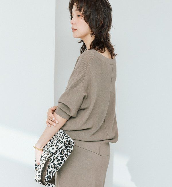  「【手洗い可能】ギマコットン片畦Vネックニット」|ニット・セーター|