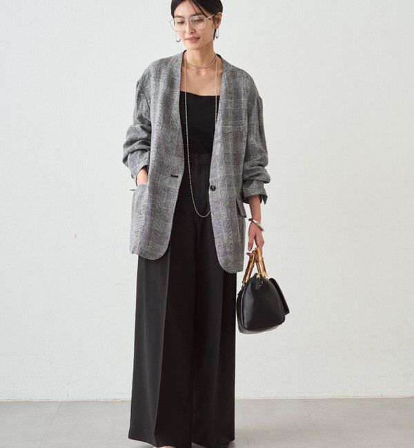  「チェックリネンBIGジャケット」|ベスト・ジレ|