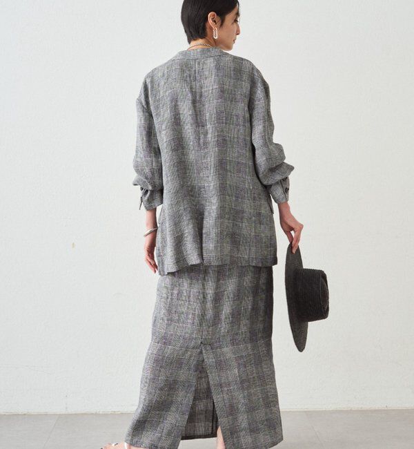  「チェックリネンBIGジャケット」|ベスト・ジレ|