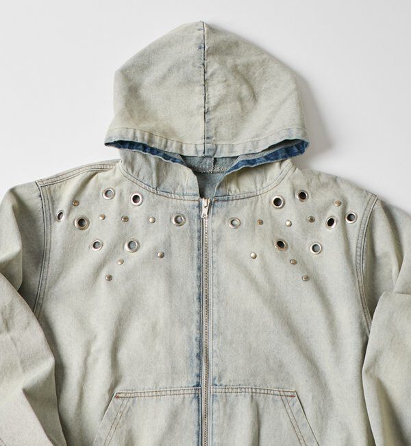  「アイレットスタッズデニムフードブルゾン」|ブルゾン・スタジャン|