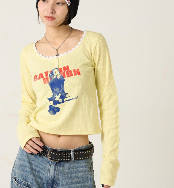  「シャーロットパターンメッシュトップス」|Tシャツ・カットソー|