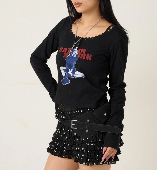  「シャーロットパターンメッシュトップス」|Tシャツ・カットソー|