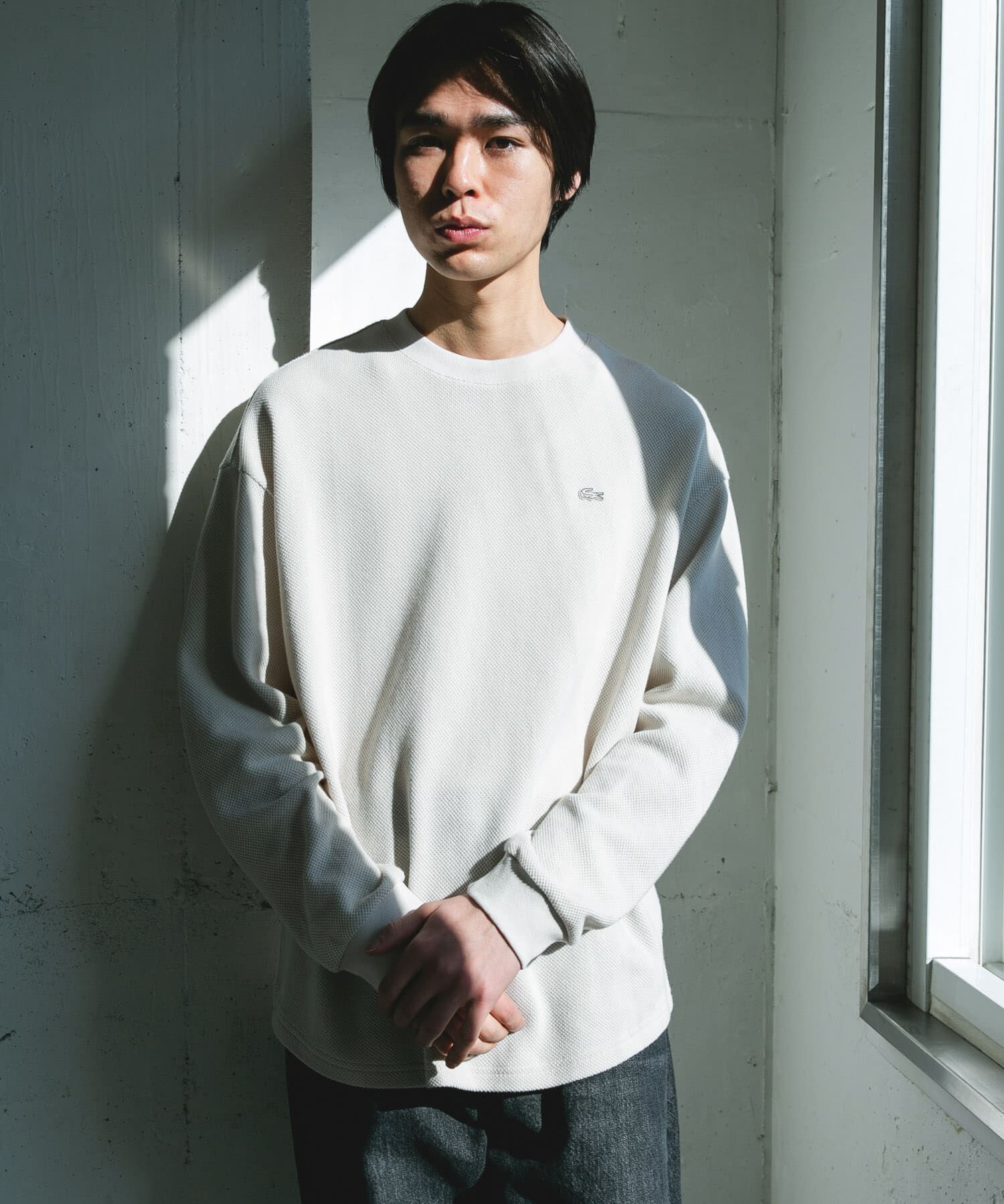 URBAN RESEARCH DOORS「『別注』LACOSTE&times;DOORS　THICK PIQUE ROUND LONG-SLEEVE」|Tシャツ・カットソー|