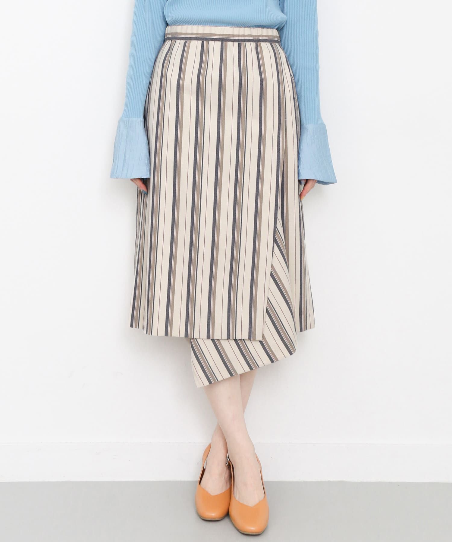  「アシンメトリーヘムストライプスカート&there4;」|スカート|