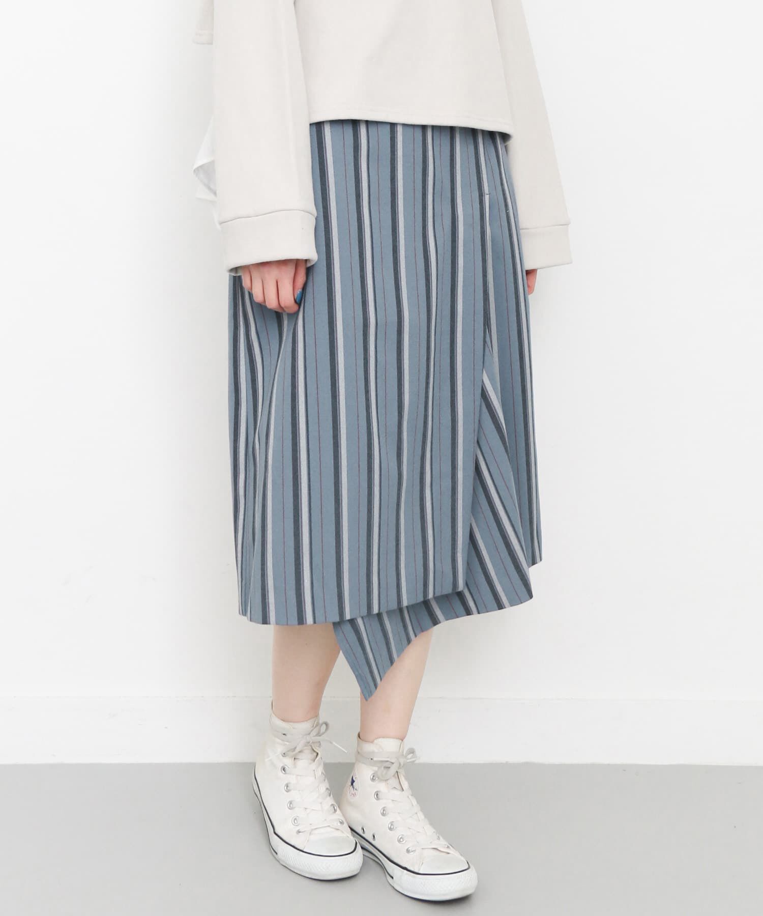  「アシンメトリーヘムストライプスカート&there4;」|スカート|