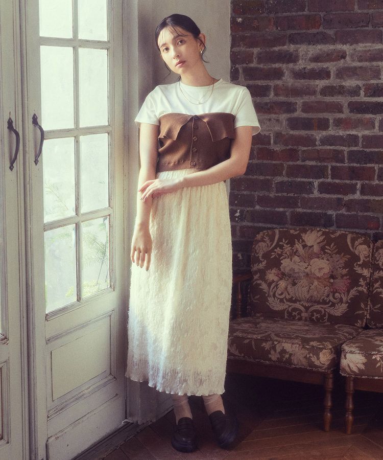 earth music&ecology「マジョリカプリーツナロースカート」|タイト|