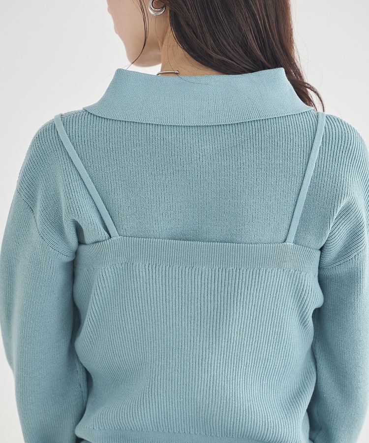 earth music&ecology「襟付きニットアンサンブル」|カーディガン|