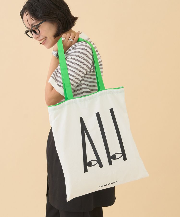 AMERICAN HOLIC「カラーハンドルホリホリトートバッグ」|トートバッグ|Green