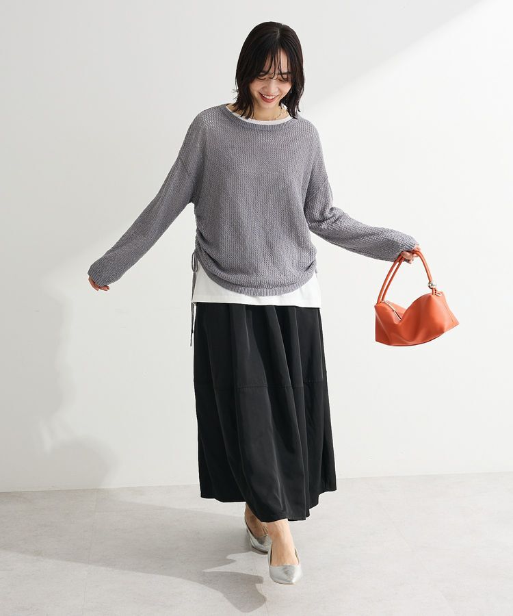 Green Parks「サイドシャーリング透かし編みニットプルオーバー」|ニット・セーター|