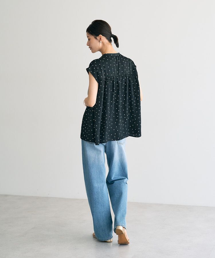 YECCA VECCA「ドット柄ギャザーブラウス」|シャツ・ブラウス|