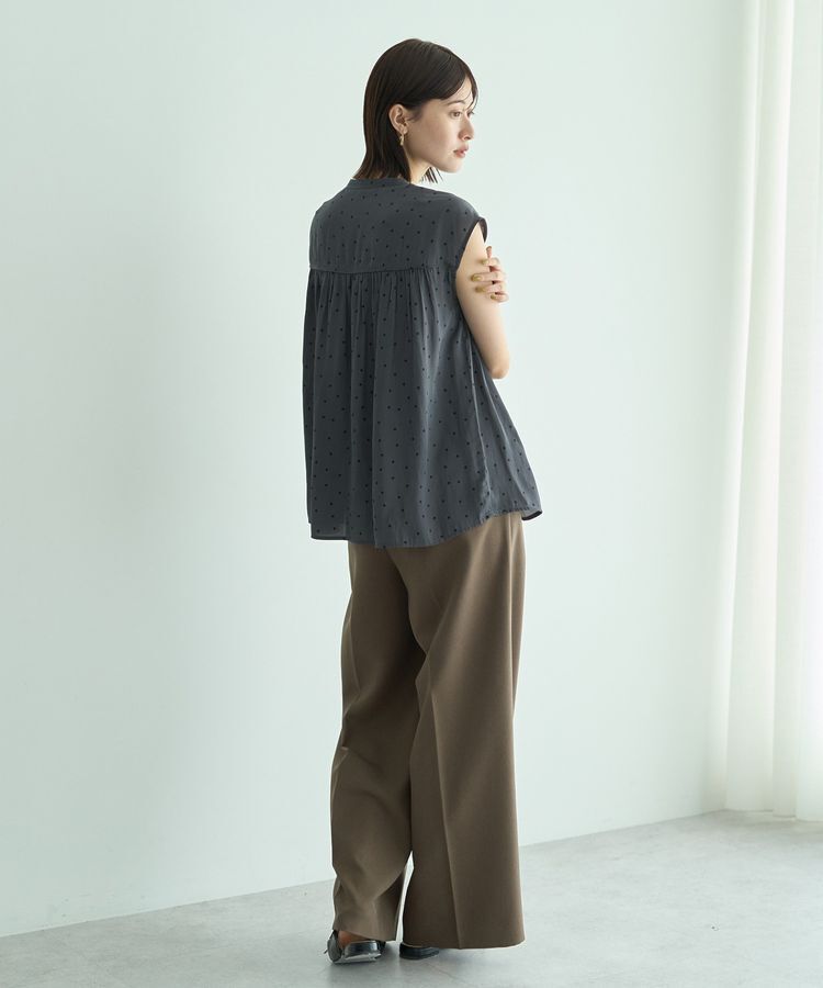 YECCA VECCA「ドット柄ギャザーブラウス」|シャツ・ブラウス|
