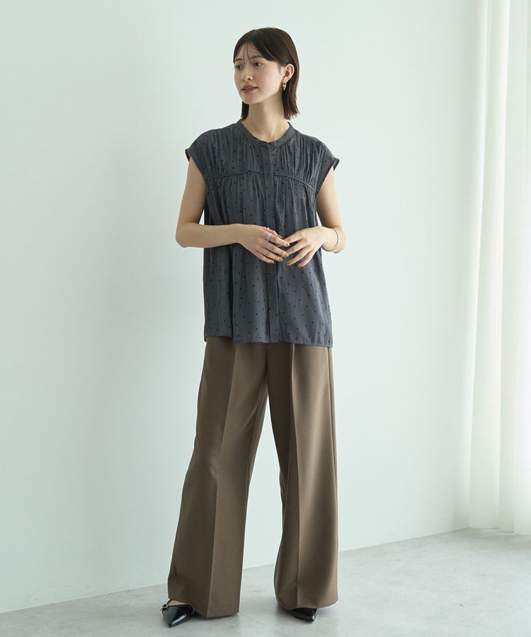 YECCA VECCA「ドット柄ギャザーブラウス」|シャツ・ブラウス|