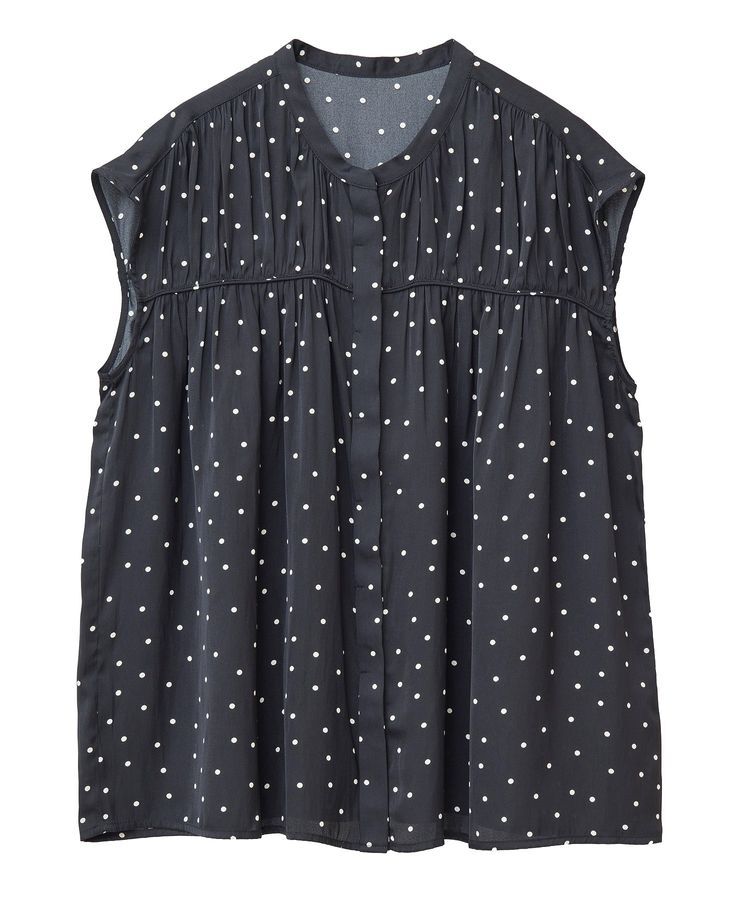 YECCA VECCA「ドット柄ギャザーブラウス」|シャツ・ブラウス|