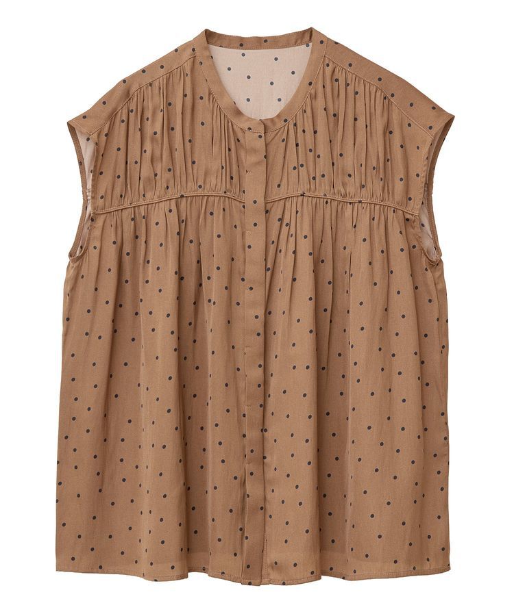 YECCA VECCA「ドット柄ギャザーブラウス」|シャツ・ブラウス|