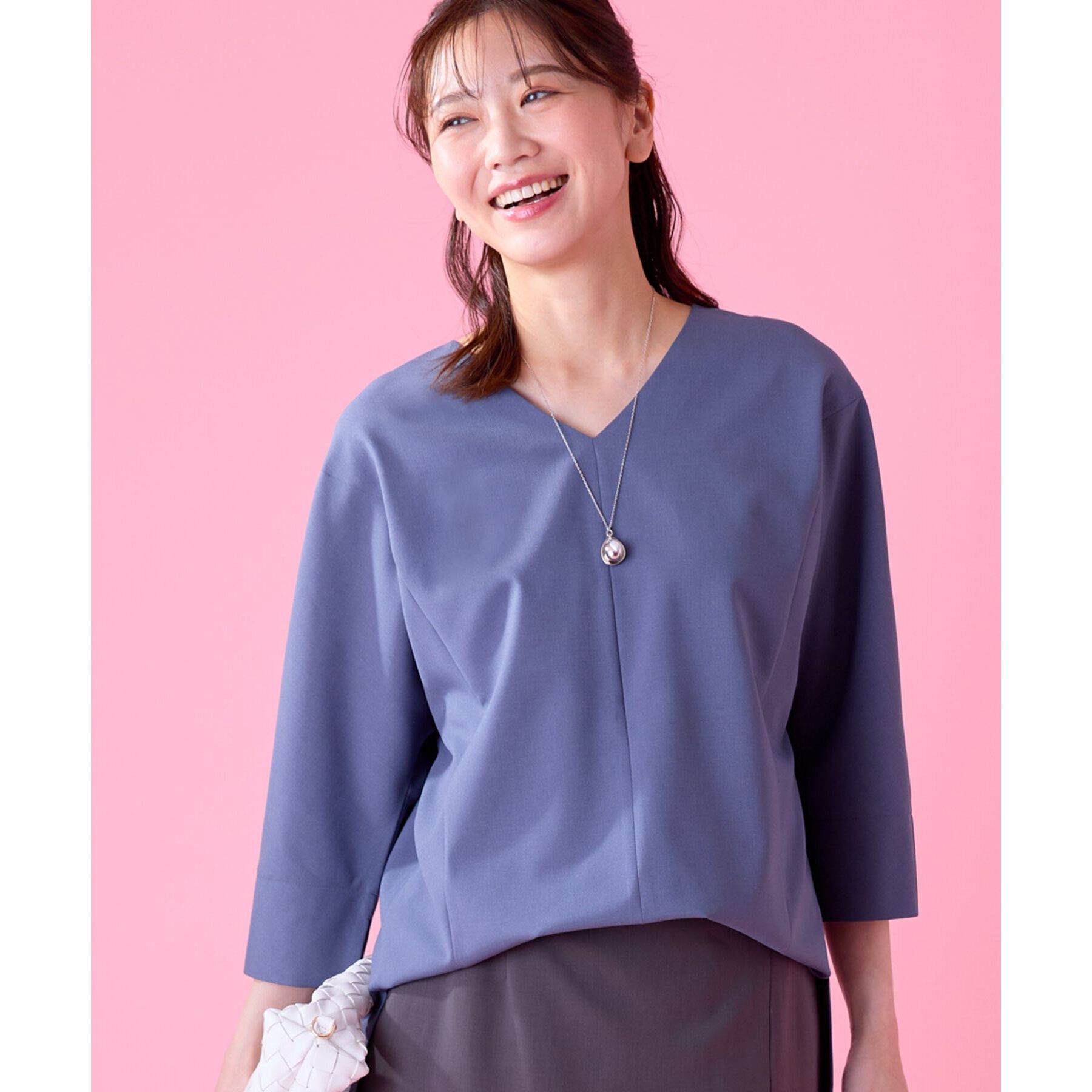 Reflect「【夏SALE／チェーン長さ調節可】パール調＋プレートパーツネックレス」|ネックレス|