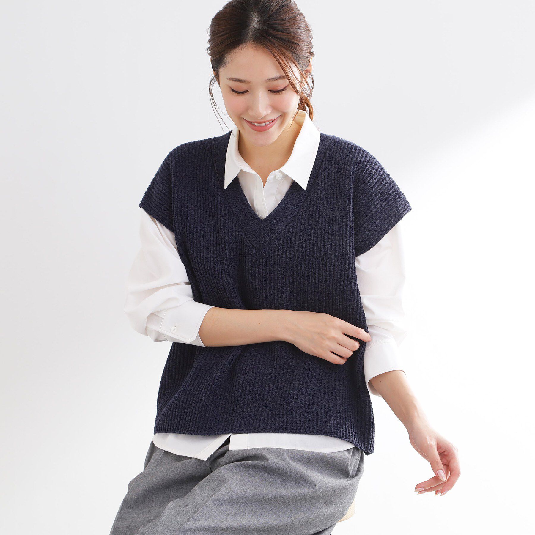 Reflect「【レイヤードにおすすめ◎】ドライタッチニットベスト」|ニット・セーター|