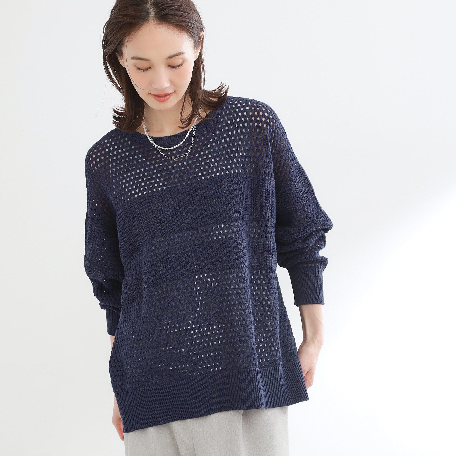 Reflect「【レイヤードにおすすめ◎】メッシュ風ドライタッチニット」|ニット・セーター|