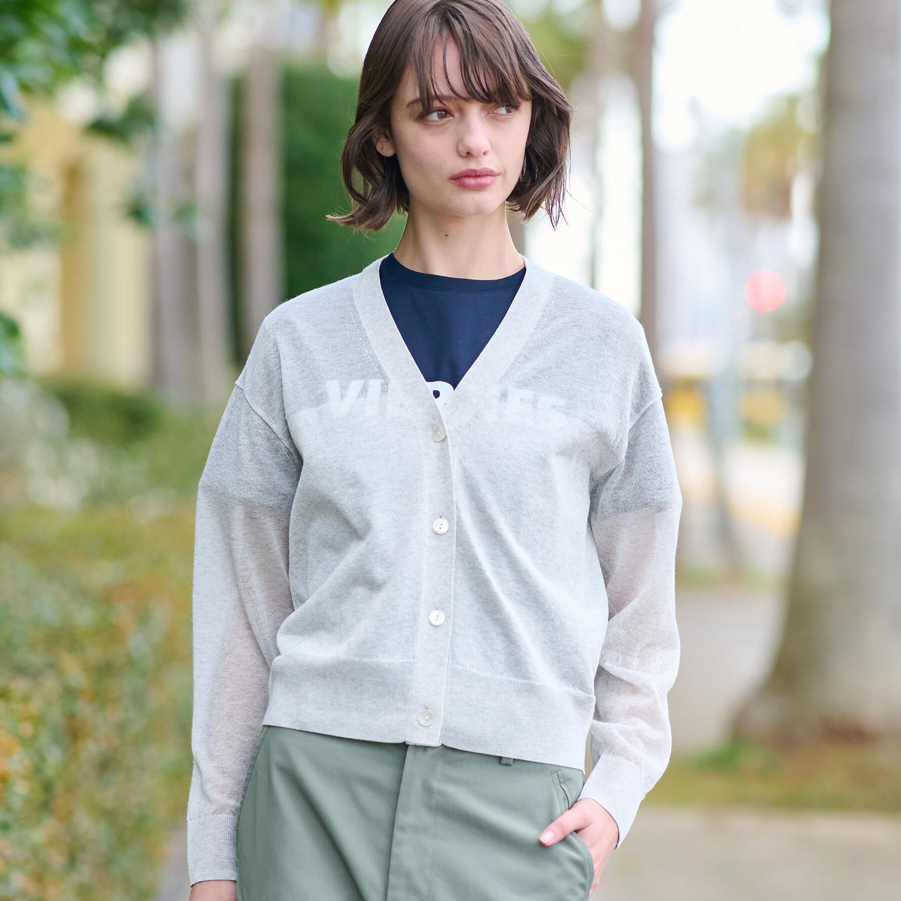 DRESSTERIOR「【洗える/ショート丈】シアーコンビカーディガン」|カーディガン|