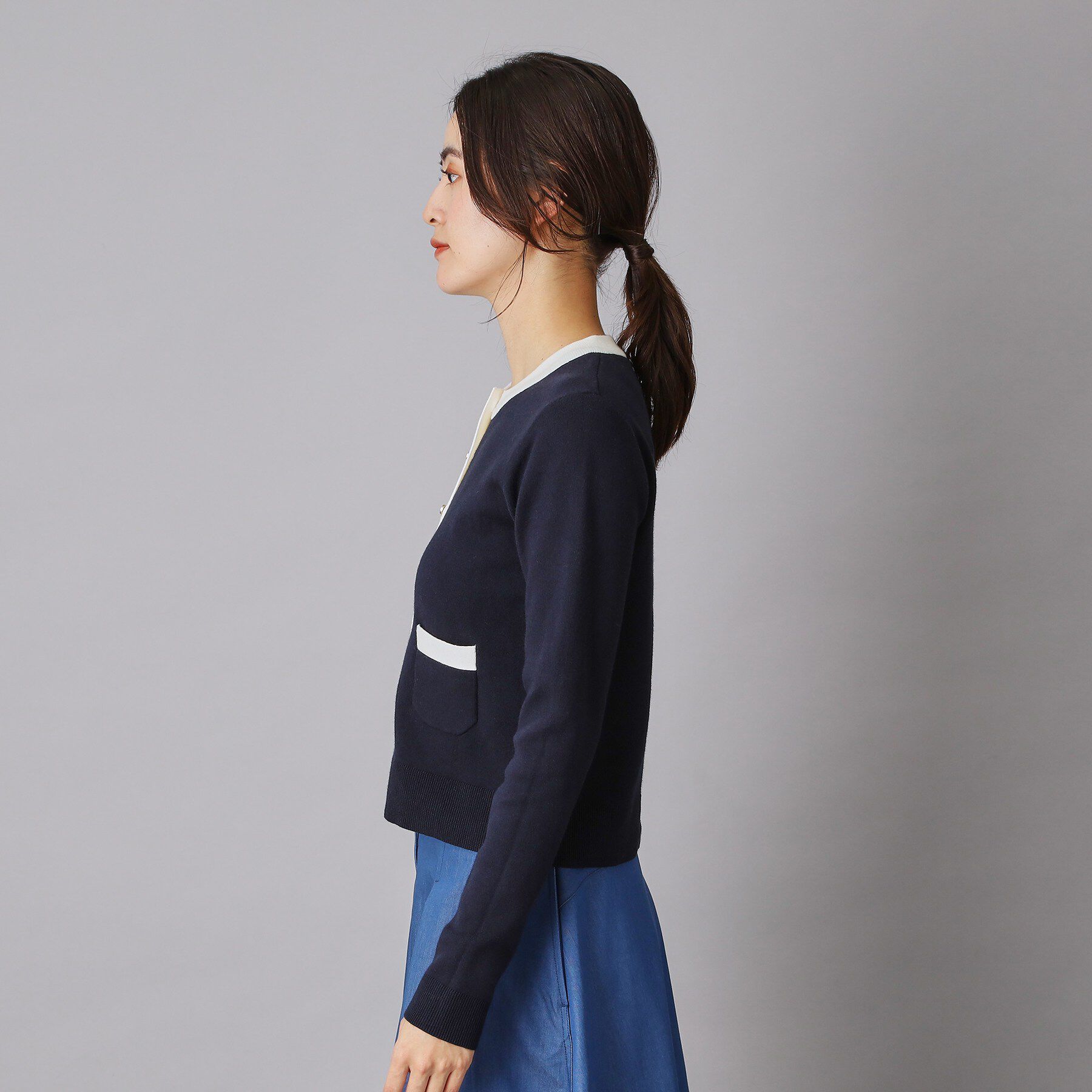 DRESSTERIOR「ウォッシャブル コットンカシミヤ コンビカーデ」|カーディガン|