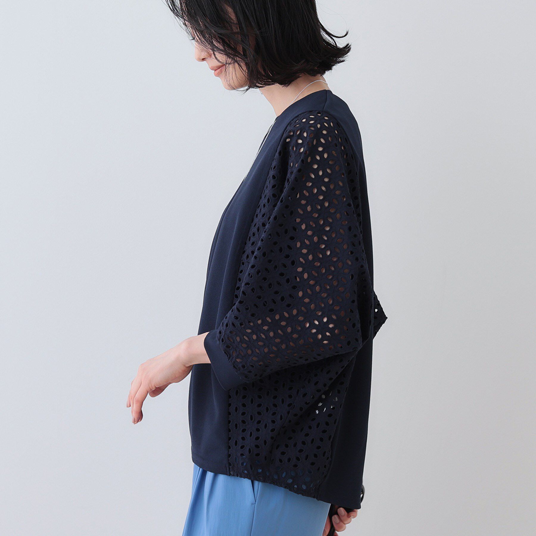 INDIVI「【洗える／体型カバー】レースコンビトップス」|Tシャツ・カットソー|