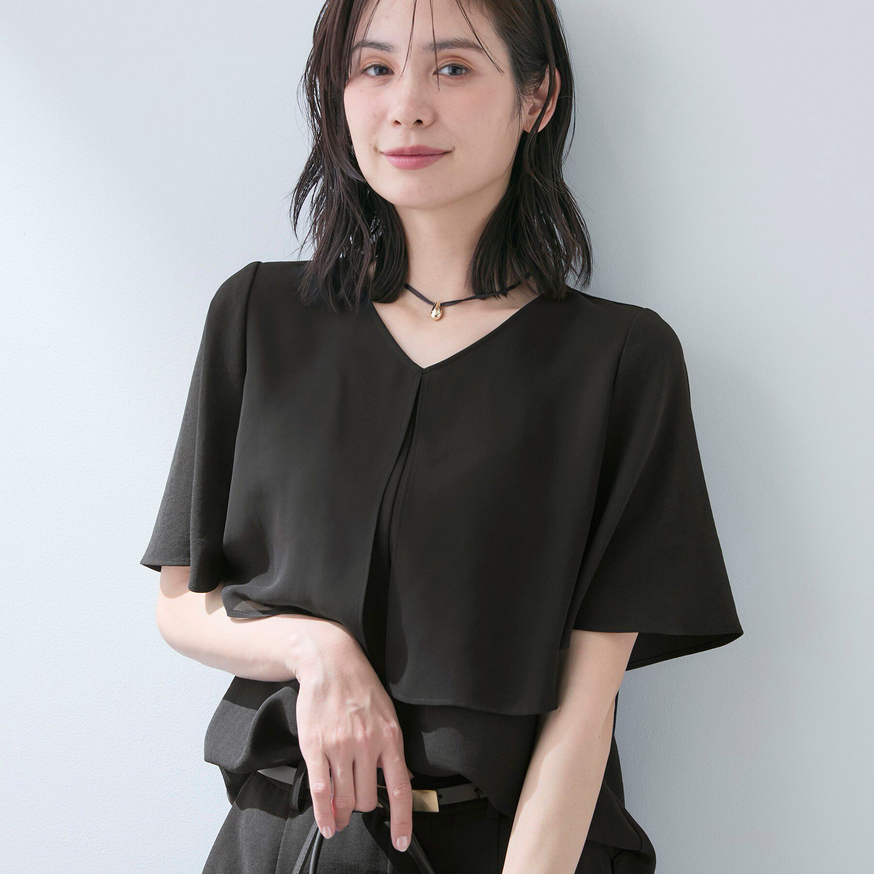 INDIVI「【着る日傘】シフォンドッキングブラウス」|シャツ・ブラウス|ブラック(019)