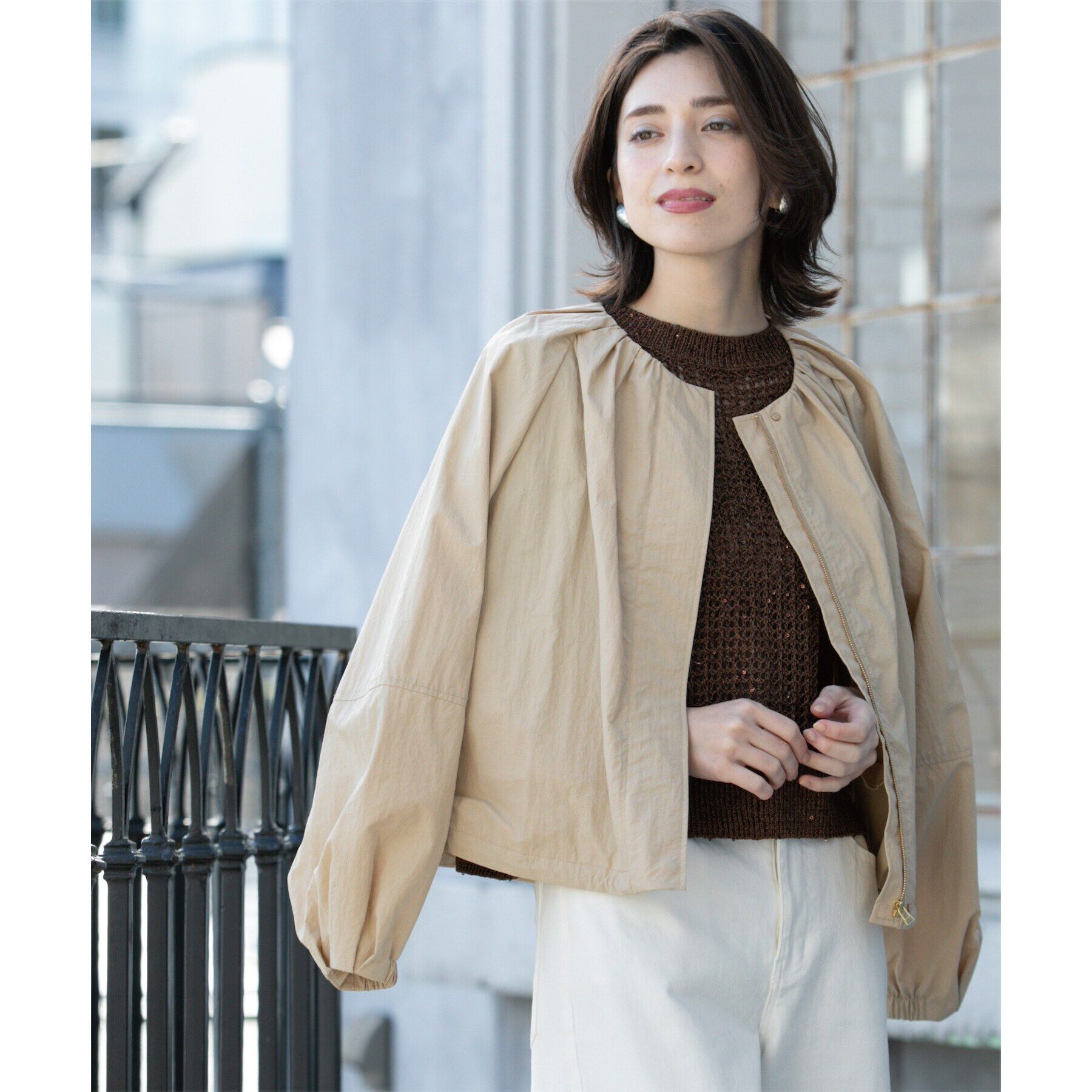 OPAQUE.CLIP「撥水ノーカーラーブルゾン【UV/洗濯機洗い可】」|ノーカラーコート|