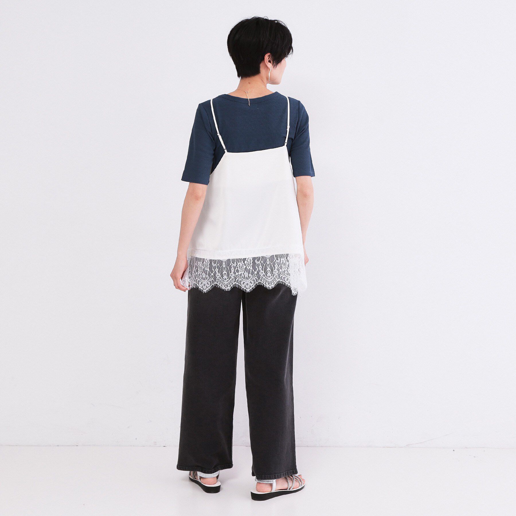 OPAQUE.CLIP「裾レースサテンキャミブラウス【洗濯機OK】」|キャミソール|