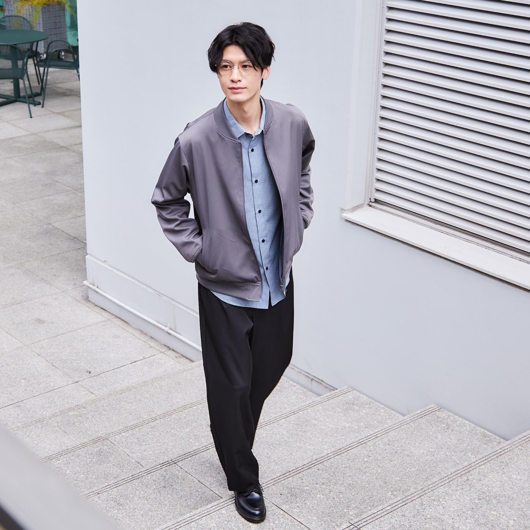 THE SHOP TK「FLEX LINE ストレッチリブブルゾン　ストレッチ/防シワ/マシンウォッシャブル/セットアップ可」|ブルゾン・スタジャン|