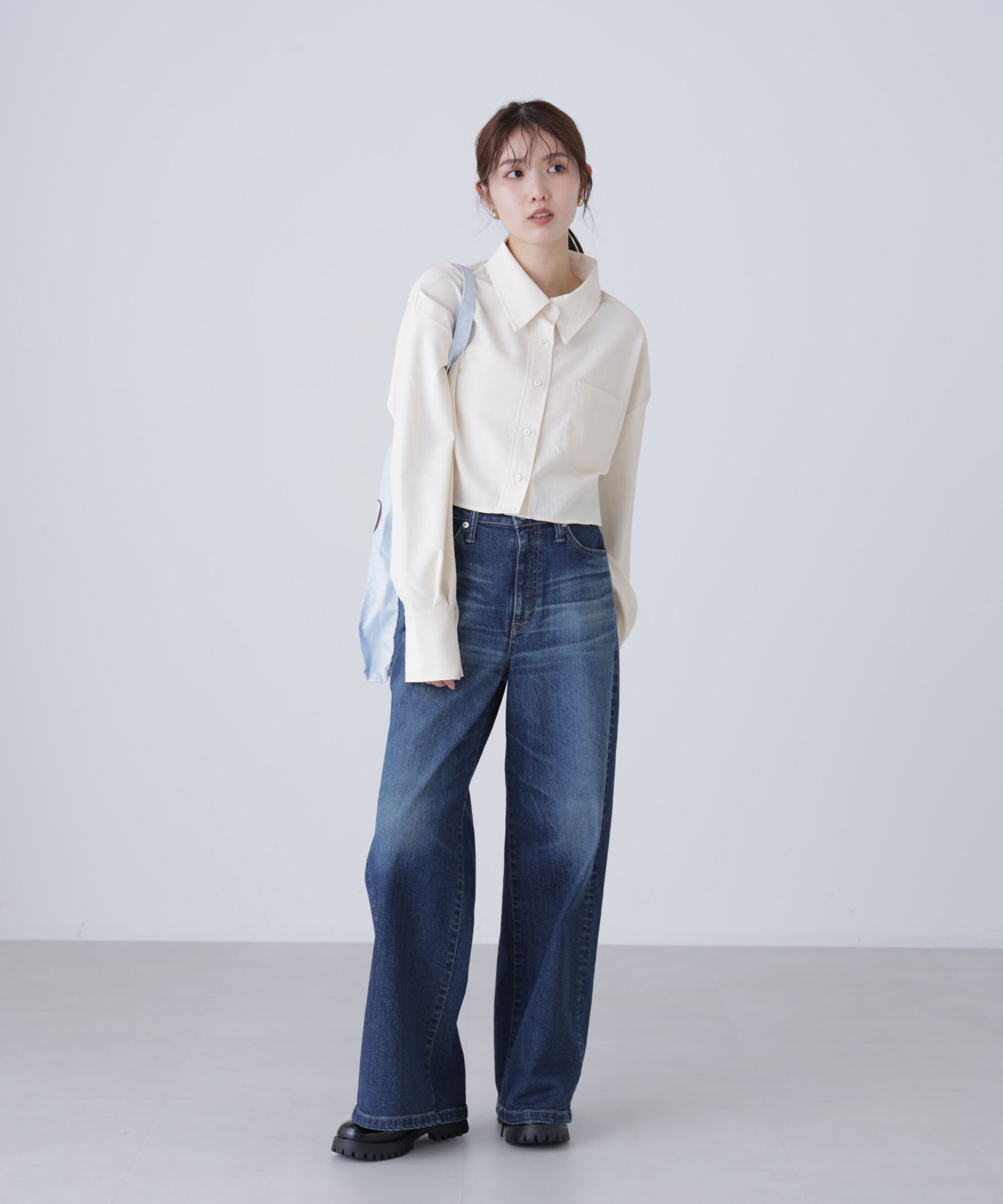  「バックレースアップショート丈シャツ」|シャツ・ブラウス|