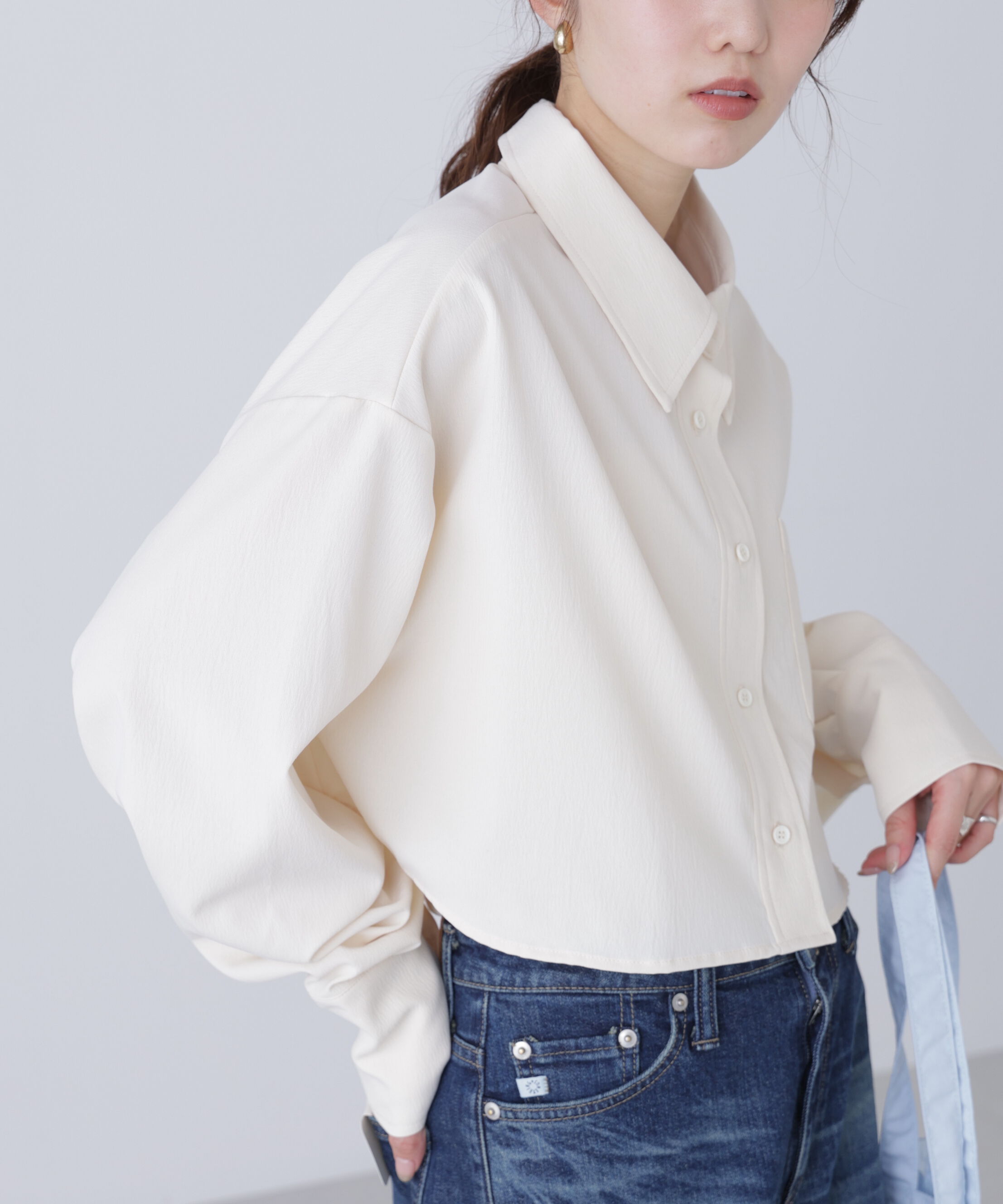  「バックレースアップショート丈シャツ」|シャツ・ブラウス|