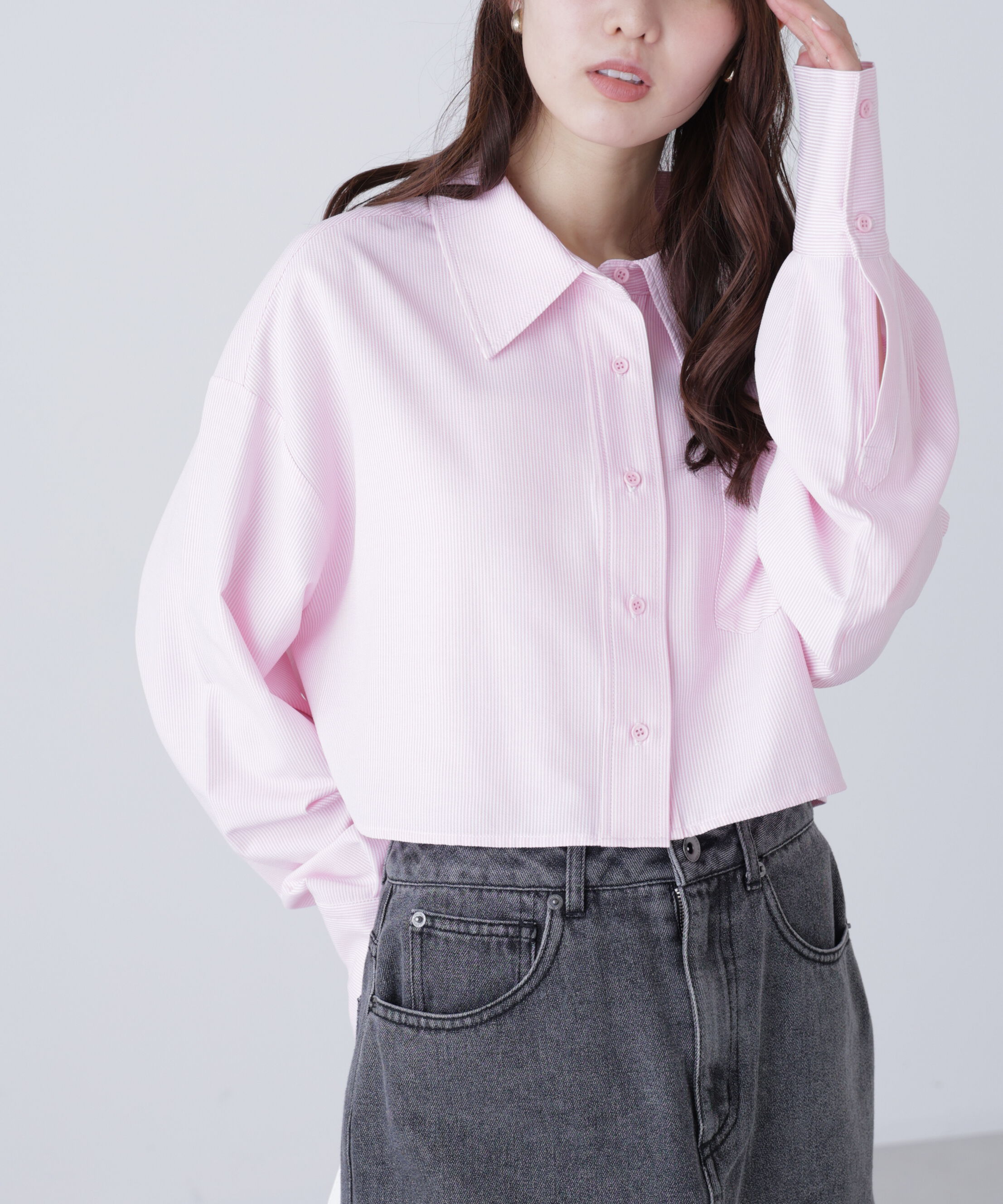  「バックレースアップショート丈シャツ」|シャツ・ブラウス|