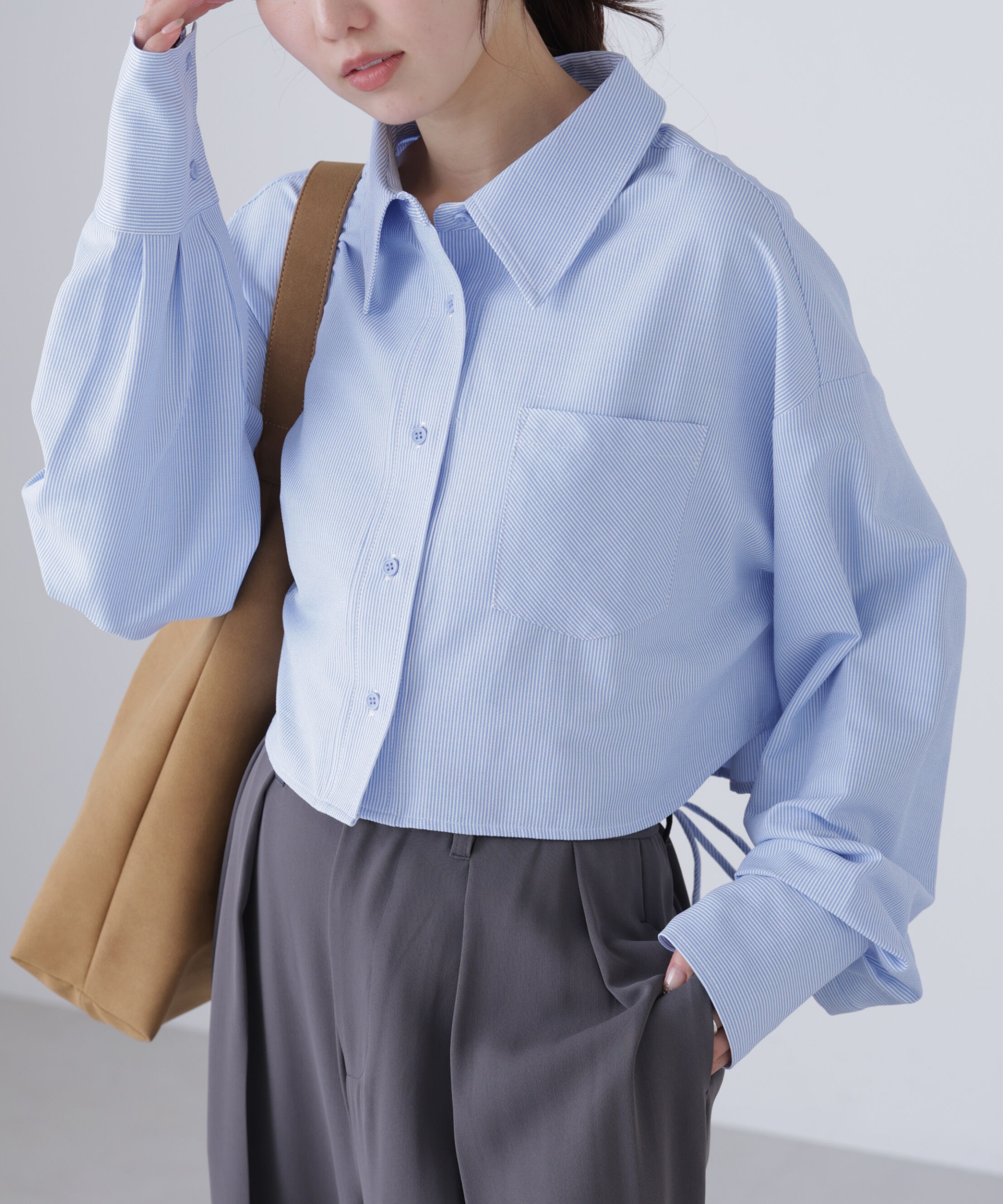  「バックレースアップショート丈シャツ」|シャツ・ブラウス|ブルーストラ 1