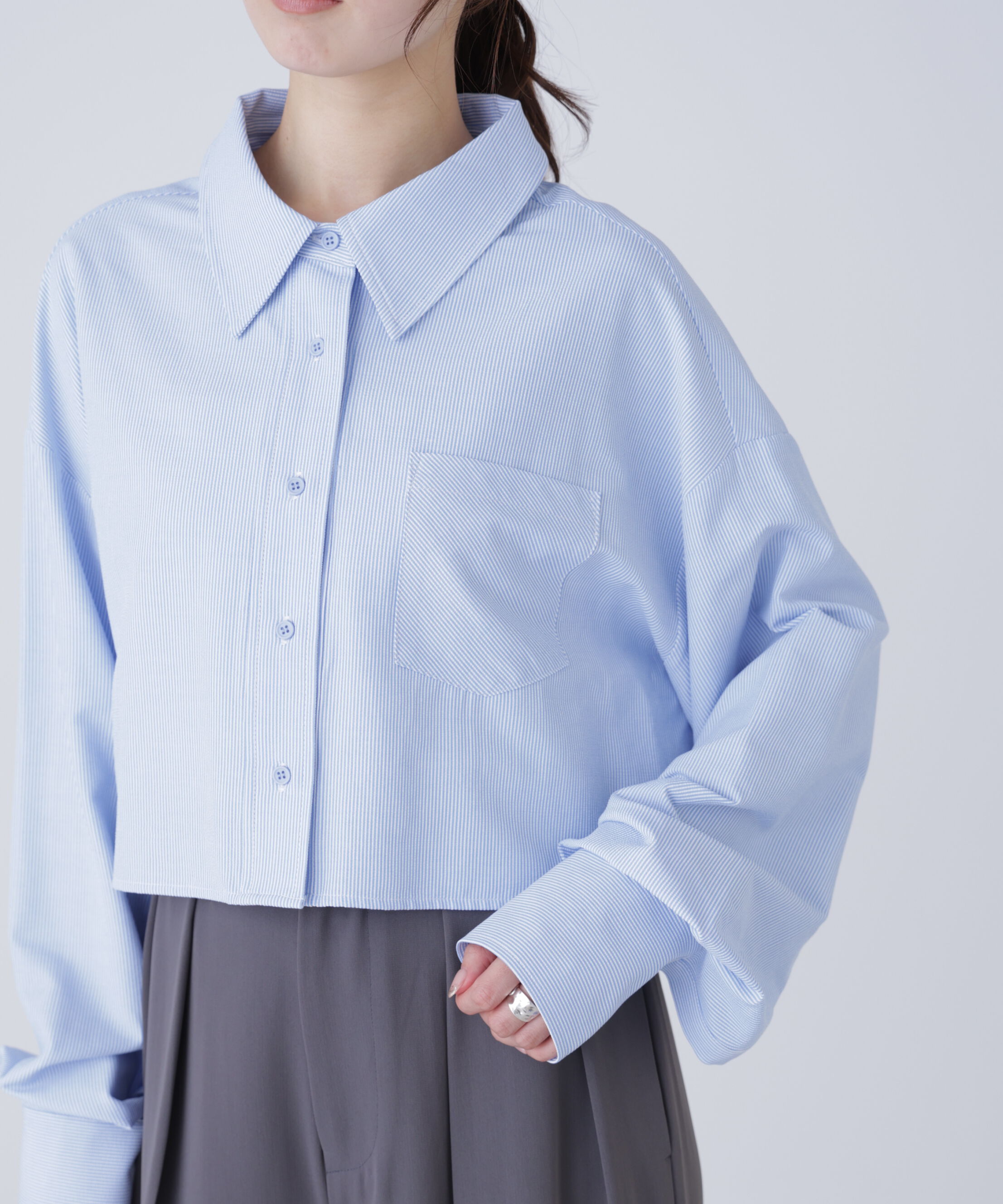  「バックレースアップショート丈シャツ」|シャツ・ブラウス|