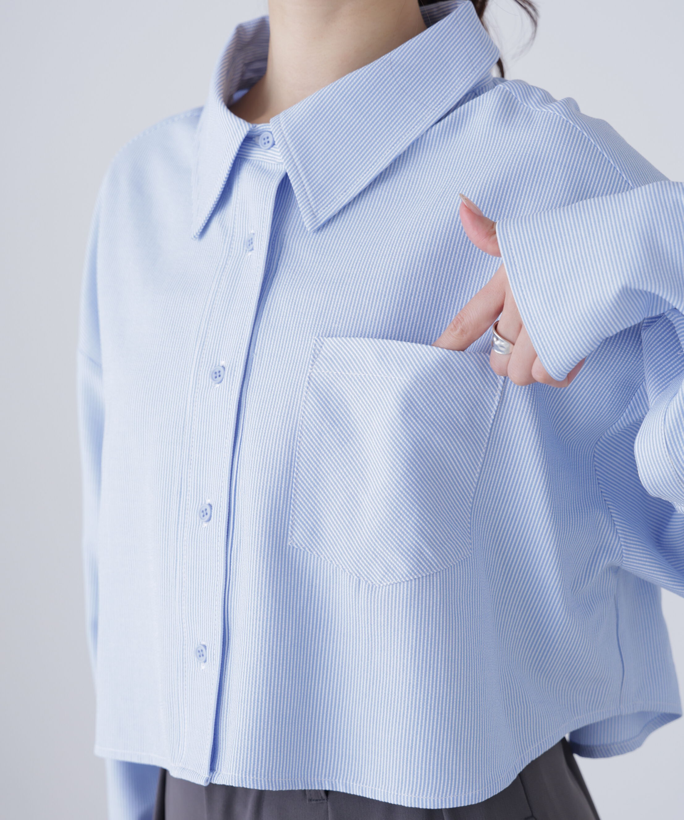  「バックレースアップショート丈シャツ」|シャツ・ブラウス|