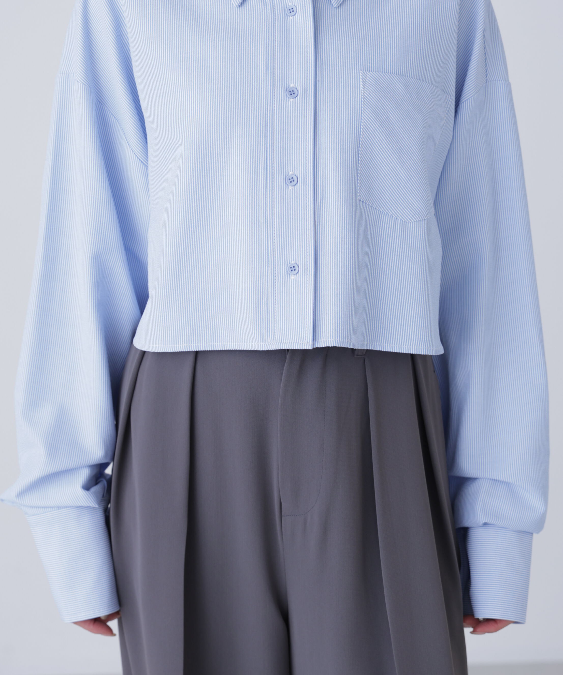  「バックレースアップショート丈シャツ」|シャツ・ブラウス|