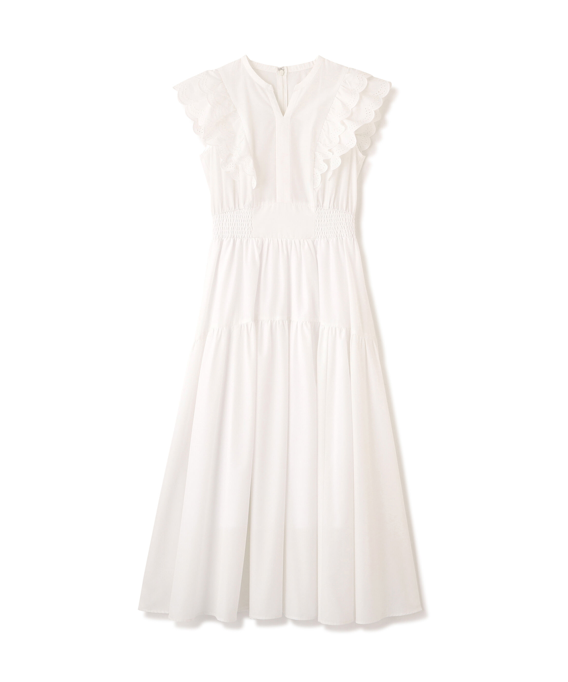  「カットワークカラーワンピース」|ワンピース|ホワイト