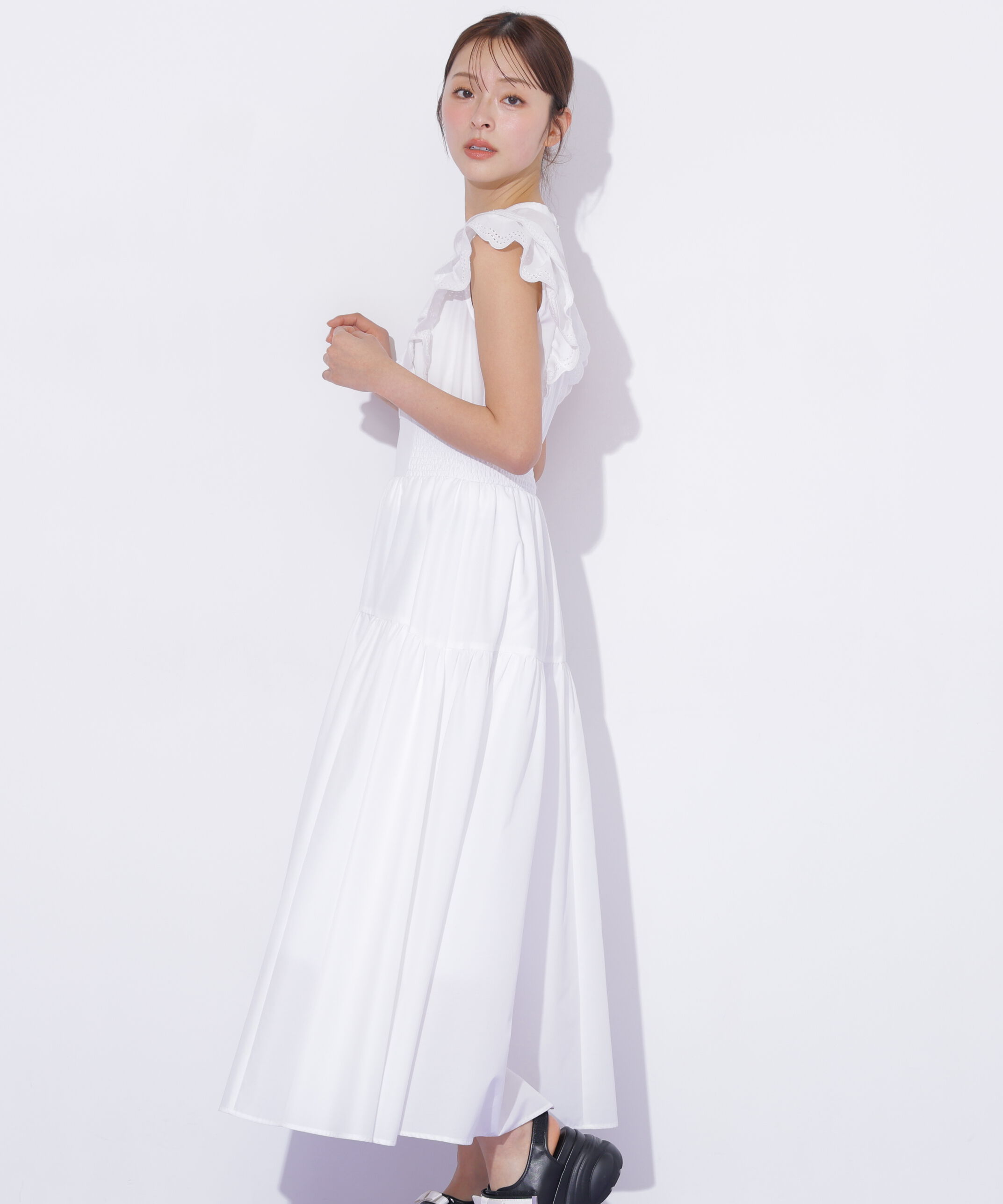  「カットワークカラーワンピース」|ワンピース|