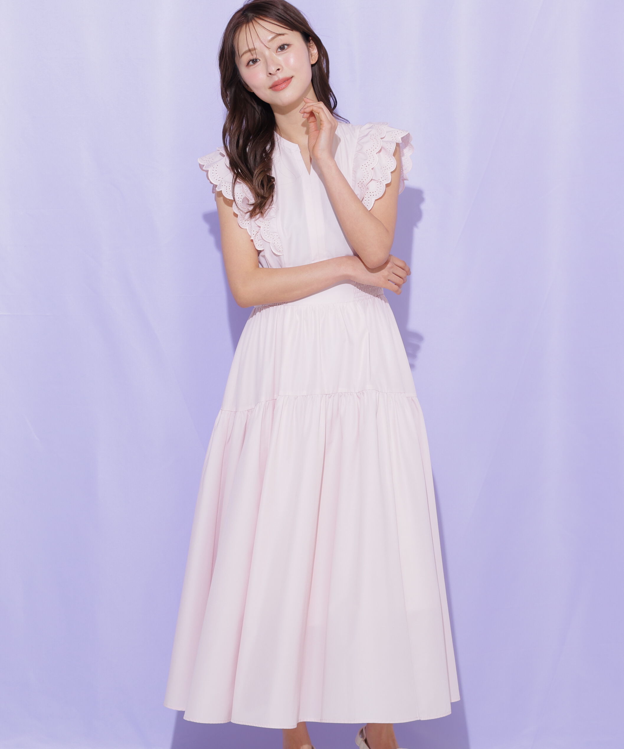  「カットワークカラーワンピース」|ワンピース|