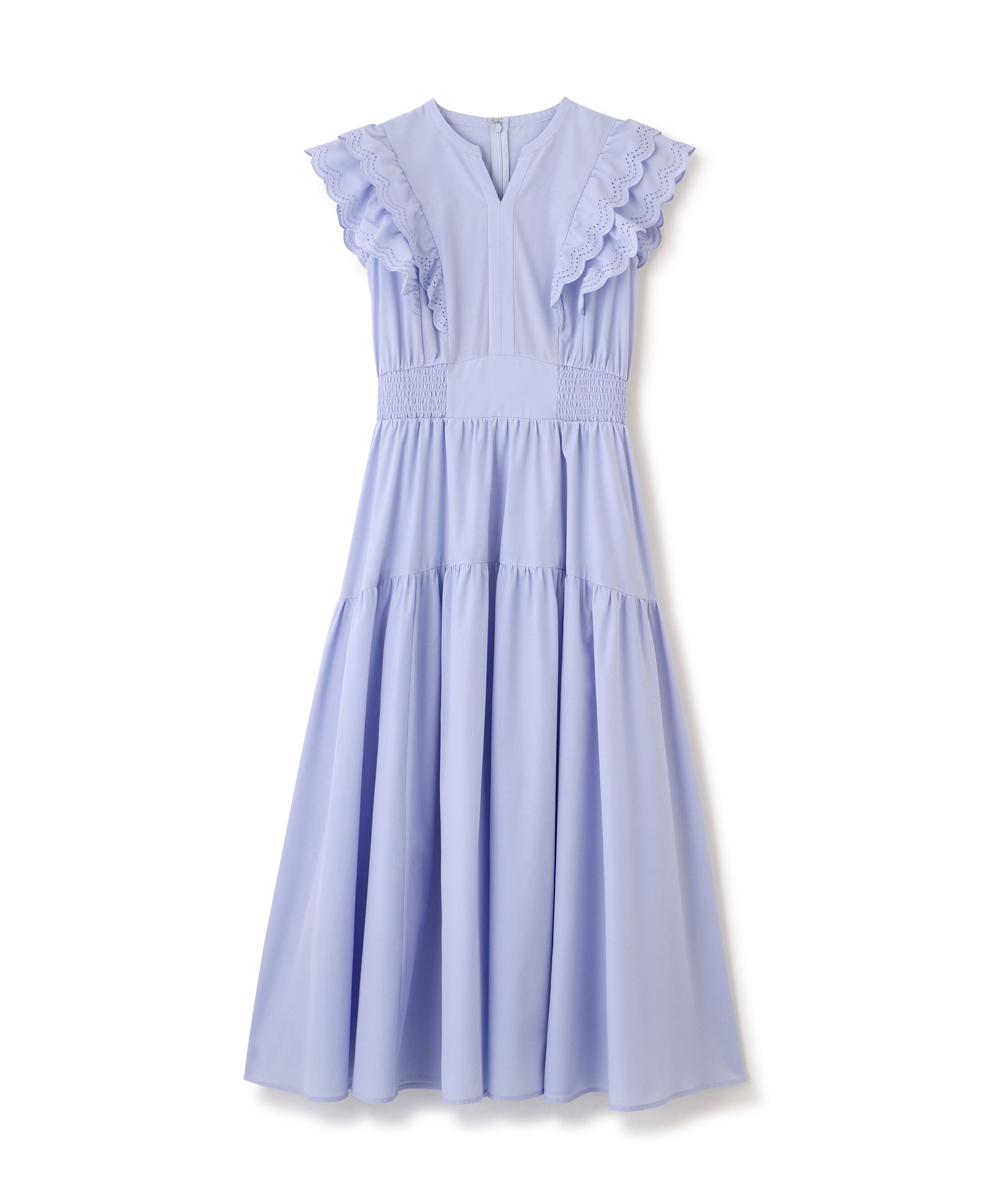  「カットワークカラーワンピース」|ワンピース|ブルー