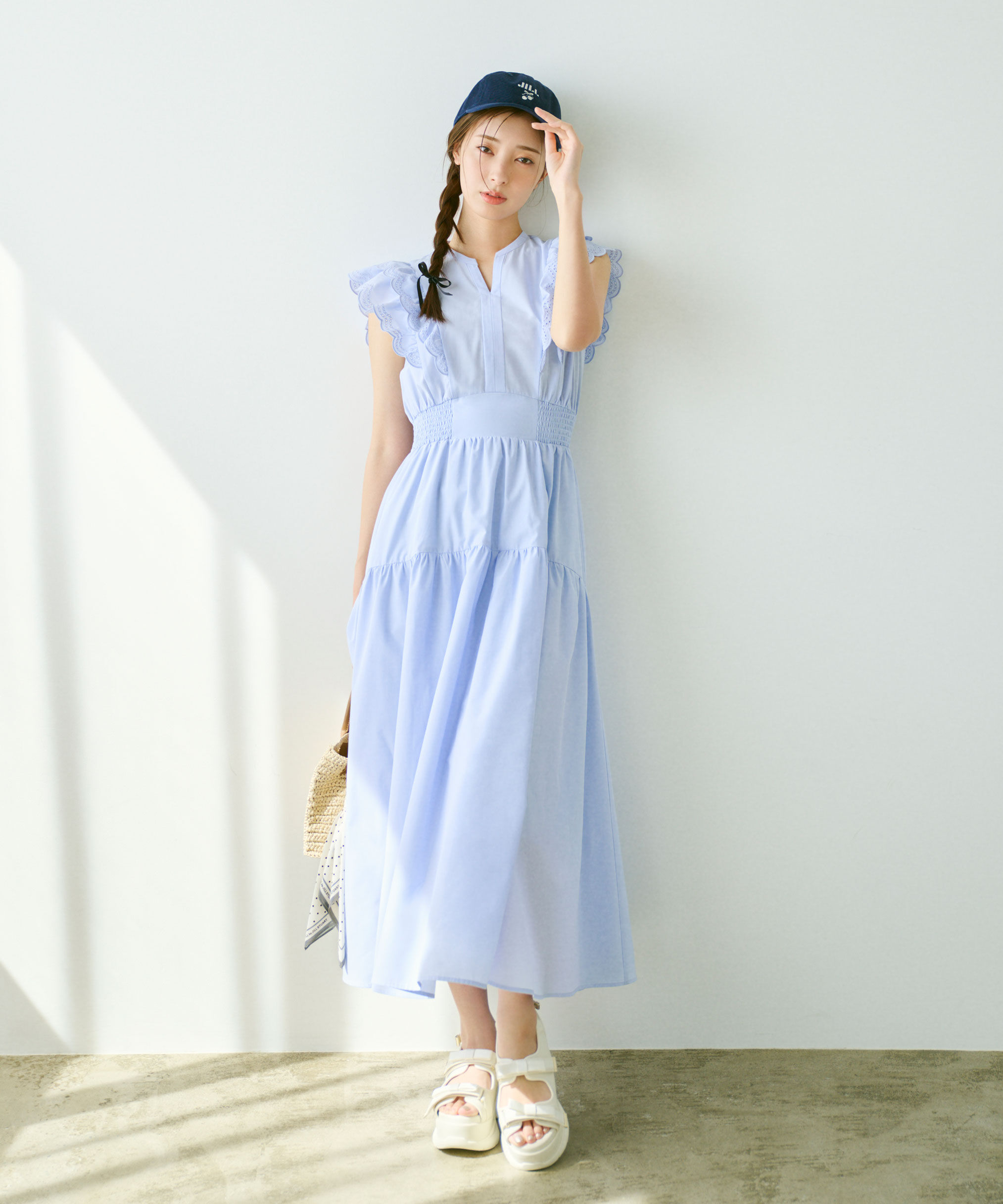  「カットワークカラーワンピース」|ワンピース|