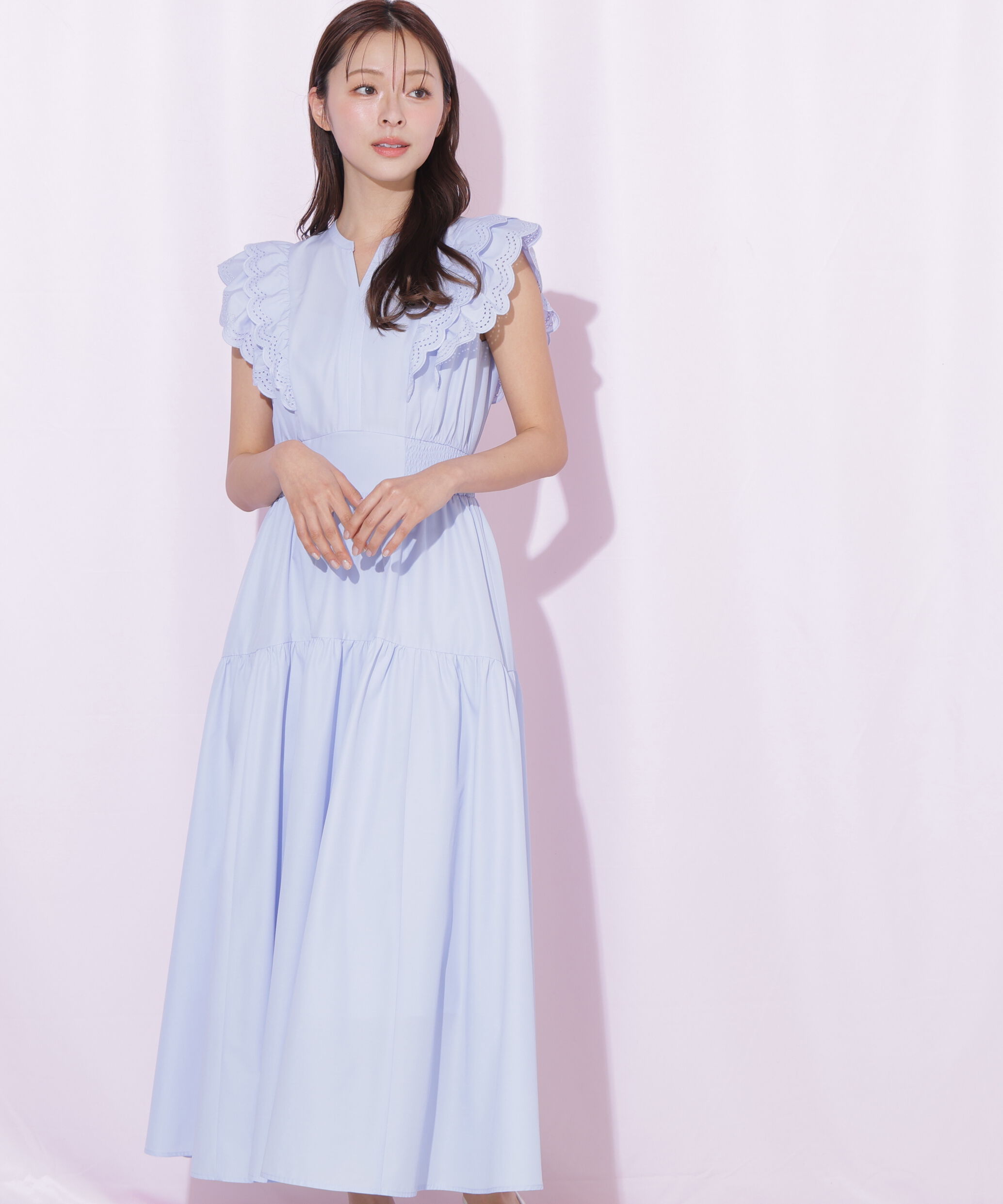  「カットワークカラーワンピース」|ワンピース|